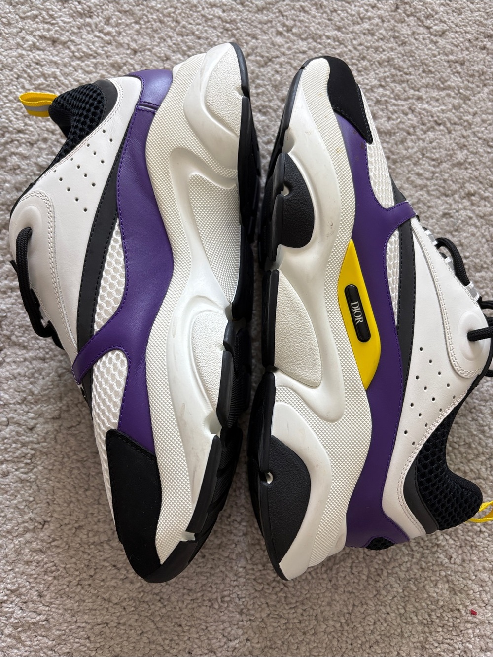 Dior White, Purple & Yellow Chunky Mesh Sneakers - Picture 3 of 7